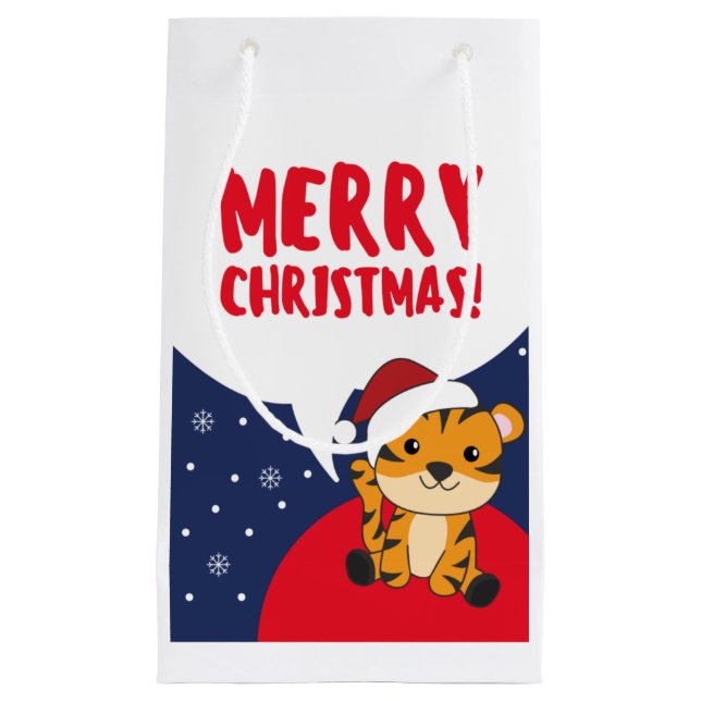 Tiger Christmas Snow Winter Animals Tiger Small Gi Gift Bag (Front)
