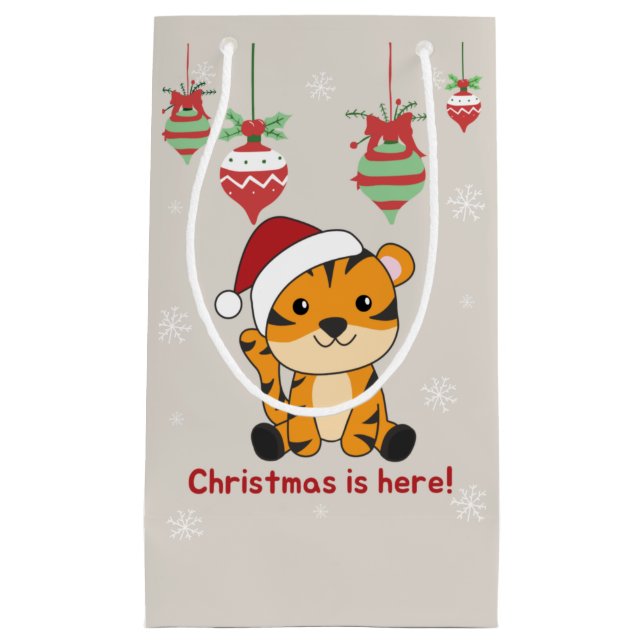 Tiger Christmas Snow Winter Animals Tiger Small Gi Gift Bag (Front)