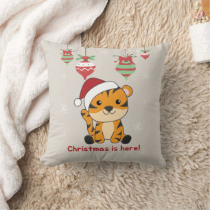 Tiger Christmas Snow Winter Animals Tiger Throw Pi Cushion
