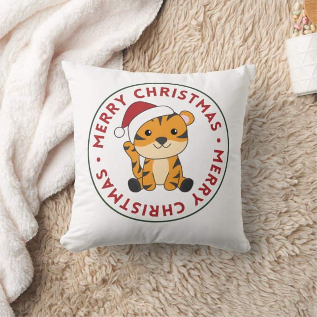 Tiger Christmas Snow Winter Animals Tiger Throw Pi Cushion (Blanket)