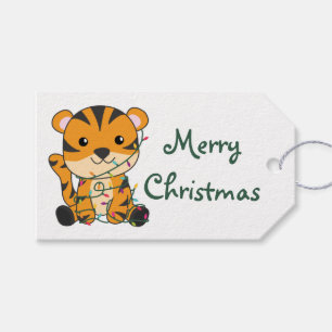 Tiger Christmas Snow Winter Animals Tiger Trucker Gift Tags