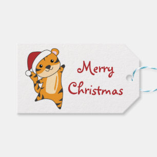 Tiger Christmas Snow Winter Animals Tiger Trucker Gift Tags