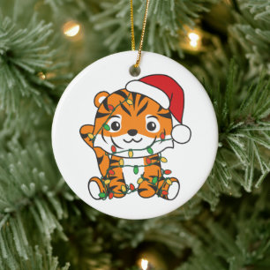 Tiger Christmas Winter Animals Holiday Tigers Ceramic Ornament