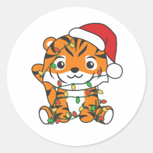 Tiger Christmas Winter Animals Holiday Tigers Classic Round Sticker