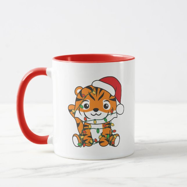 Tiger Christmas Winter Animals Holiday Tigers Mug (Left)