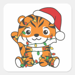 Tiger Christmas Winter Animals Holiday Tigers Square Sticker