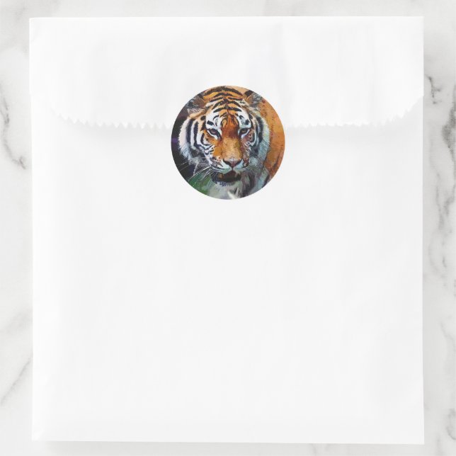 Tiger  classic round sticker (Bag)