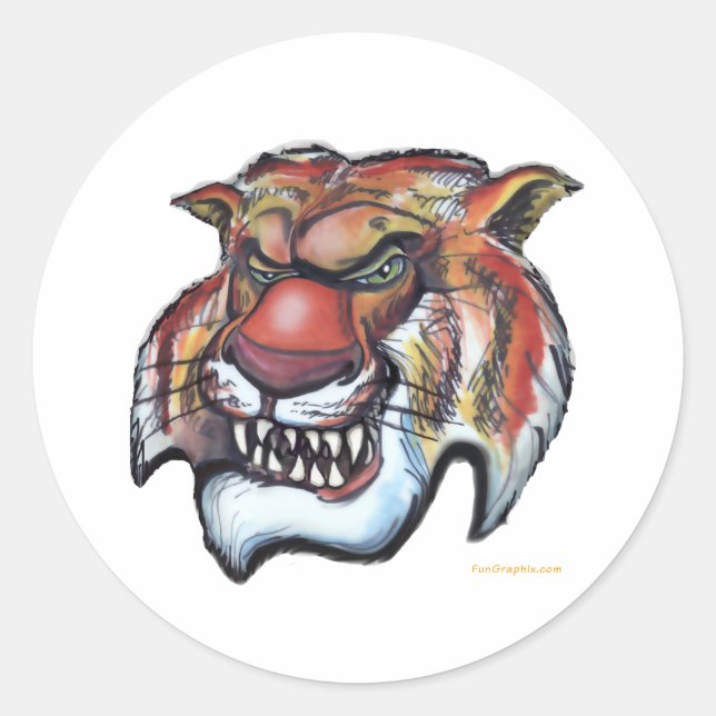 Tiger Classic Round Sticker (Front)