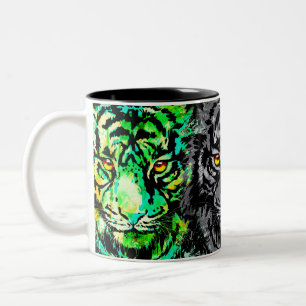 Tiger Coffee Mug Colorful Tiger Heads Coffee Mug