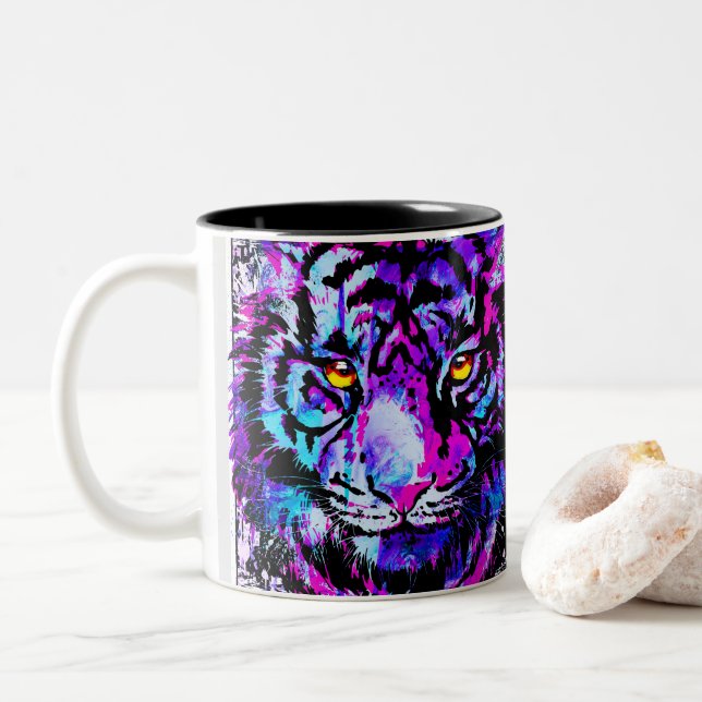 Tiger Coffee Mug | Two Tiger Faces (With Donut)