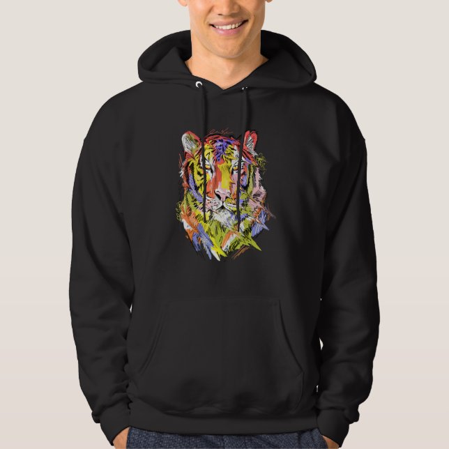 Tiger colourful animal art animal lovers hoodie (Front)