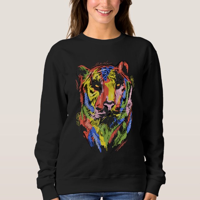 Tiger colourful animal art animal lovers tiger_1 sweatshirt (Front)