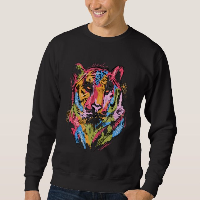 Tiger Colourful Art Animal Lover Animal Sweatshirt (Front)