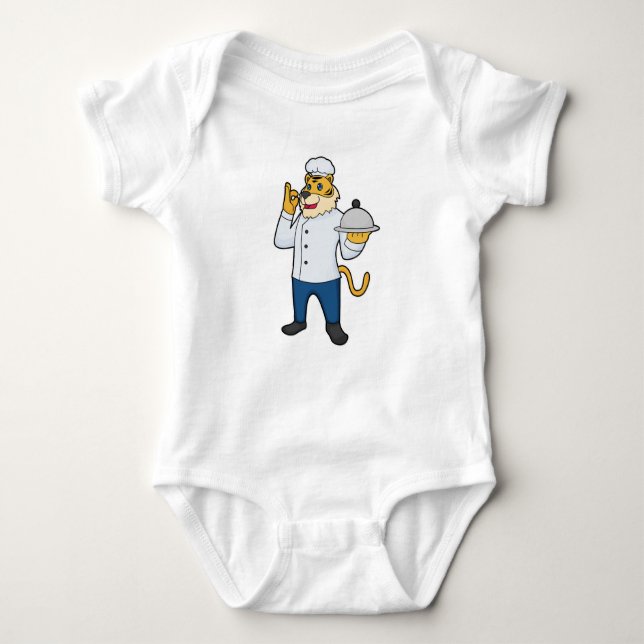 Tiger Cook Chef hat Platter Baby Bodysuit (Front)