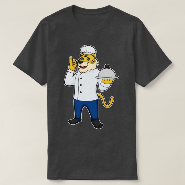 Tiger Cook Chef hat Platter T-Shirt (Design Front)