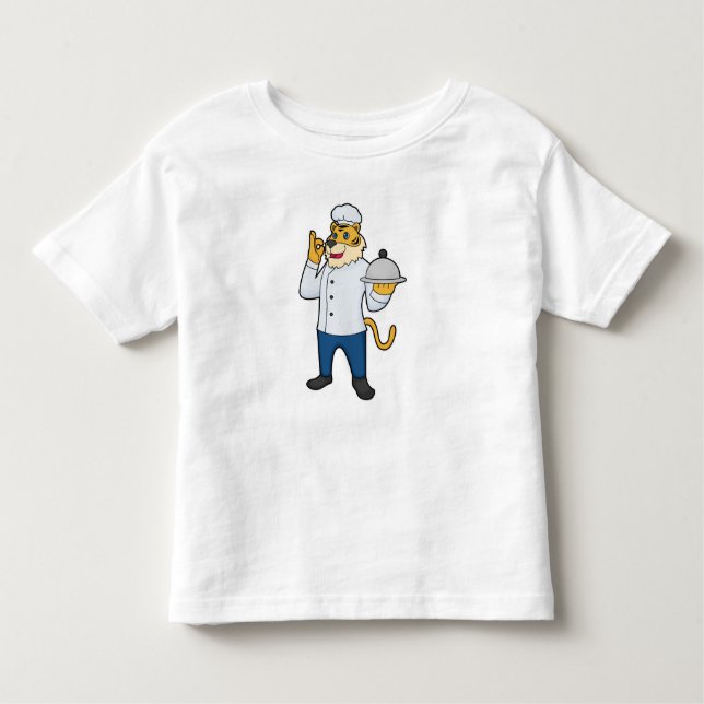 Tiger Cook Chef hat Platter Toddler T-Shirt (Front)