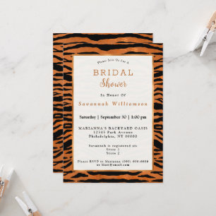 Tiger Copper Animal Print Bridal Shower Invitation