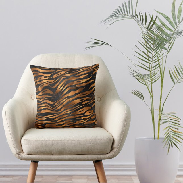 Tiger Copper Black Animal Print Cushion (Creator Uploaded)