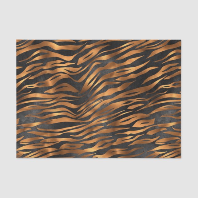 Tiger Copper Black Animal Print Tissue Paper (Front)