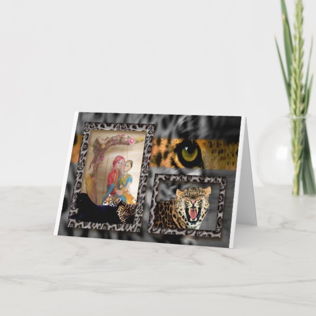 Tiger & Couple Art Print Holiday Card (Front)