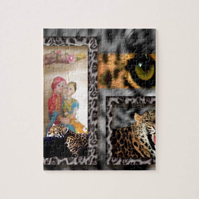 Tiger & Couple Art Print Jigsaw Puzzle (Vertical)