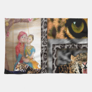 Tiger & Couple Art Print Tea Towel