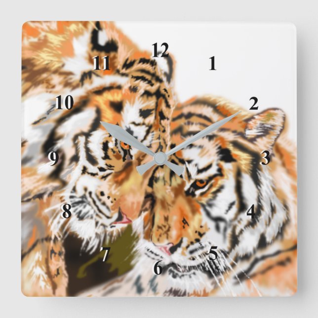 Tiger Couple Hug Clock - Family (Front)