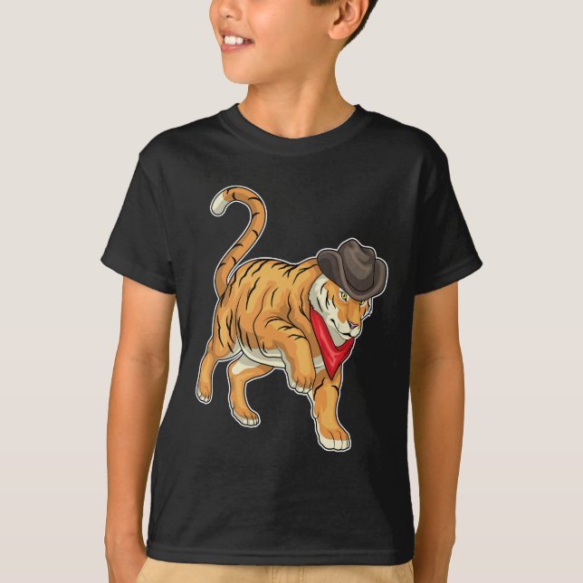 Tiger Cowboy Cowboy hat T-Shirt (Front)