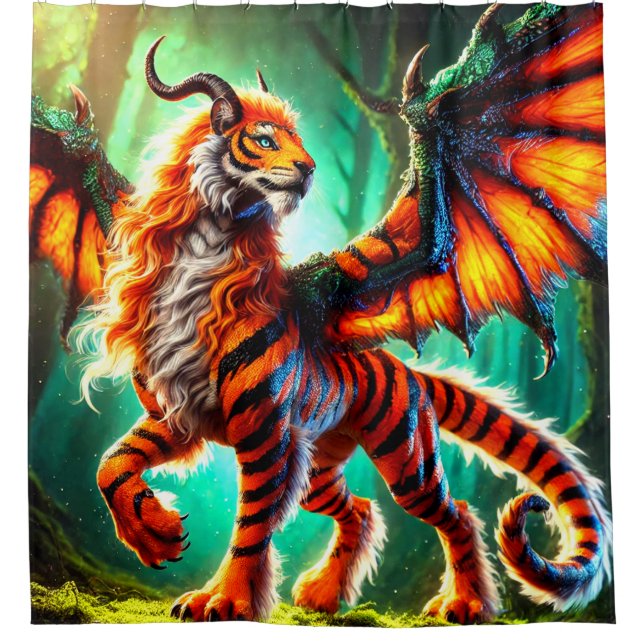 Tiger Creature Shower Curtain (Front)