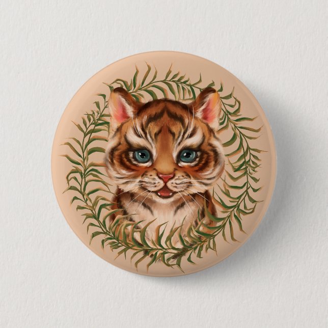 Tiger cub 6 cm round badge (Front)