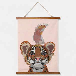 TIGER CUB & COCKATOO HANGING TAPESTRY