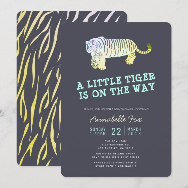 Tiger Cub Glow in the Dark Baby Shower Invitation (Front/Back)