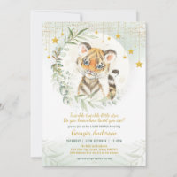 Tiger Cub Greenery Moon Twinkle Stars Baby Shower