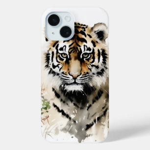 Tiger Cub Ink Painting iPhone 15 Case