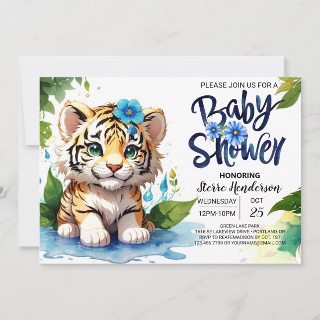 Tiger Cub Jungle Boy Baby Shower Invitation (Front)
