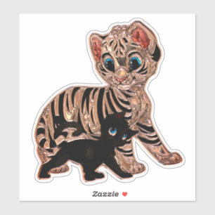 Tiger cub kitten cat cute metallic look cartoon
