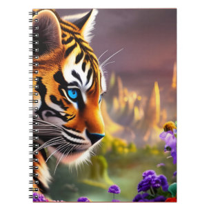 Tiger Cub, Purple Flowers Notebook