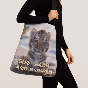 Tiger Cub "SUN, SAND, AND STRIPES" Beach Crossbody Bag