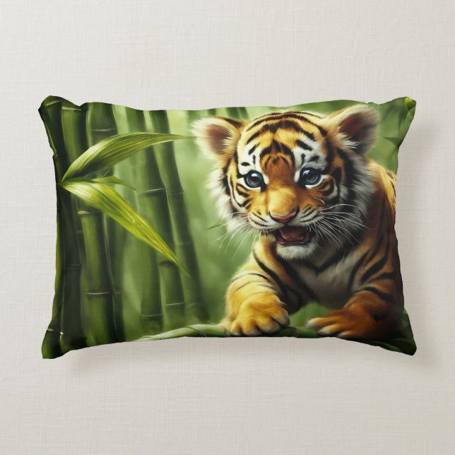Tiger Cub Throw Pillow (Front)