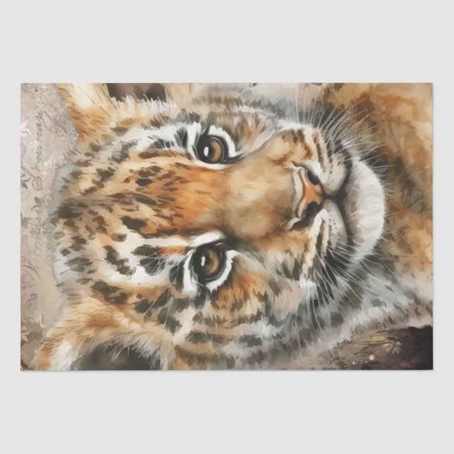 Tiger Cub Watercolor Tissue Paper (Front)
