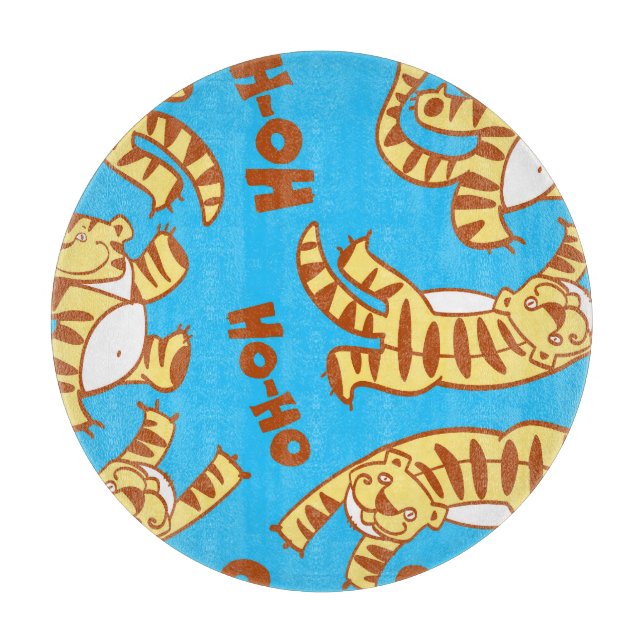 Tiger Cubs Cartoon: Funny Seamless. Cutting Board (Front)