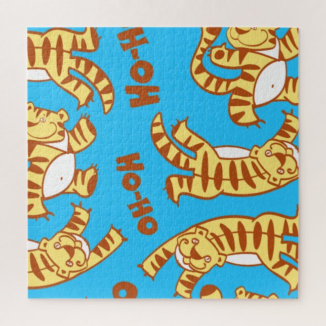 Tiger Cubs Cartoon: Funny Seamless. Jigsaw Puzzle (Vertical)