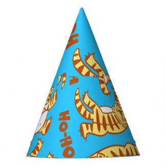 Tiger Cubs Cartoon: Funny Seamless. Party Hat