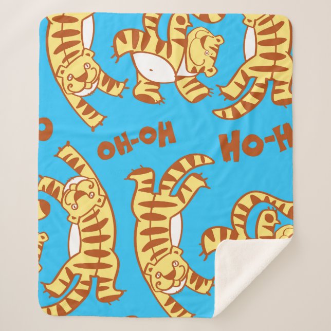 Tiger Cubs Cartoon: Funny Seamless. Sherpa Blanket (Front)
