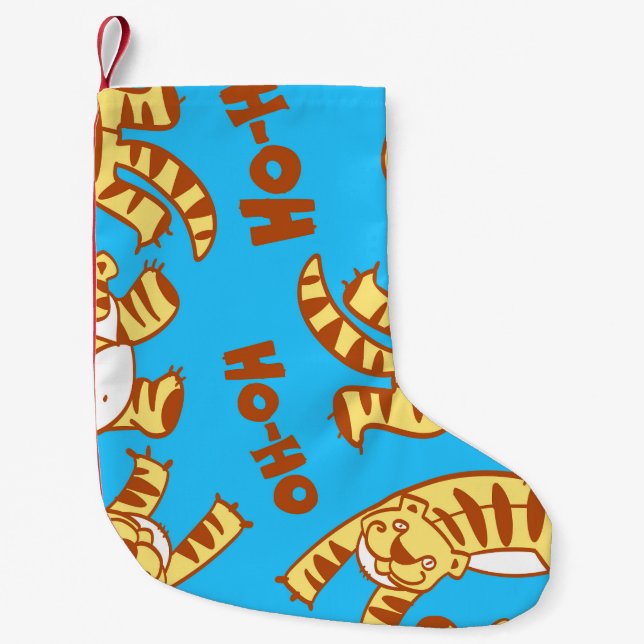 Tiger Cubs Cartoon: Funny Seamless. Small Christmas Stocking (Front)