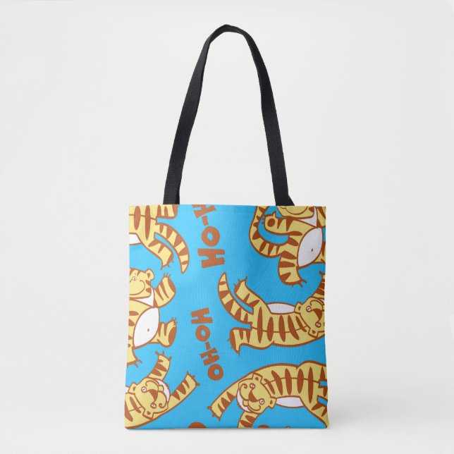 Tiger Cubs Cartoon: Funny Seamless. Tote Bag (Front)