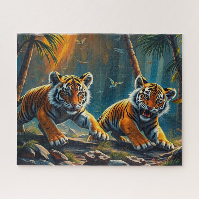 Tiger Cubs in Magical Jungle Jigsaw Puzzle (Horizontal)