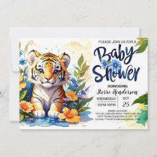 Tiger Cub's Wildflower Baby Shower Invitation