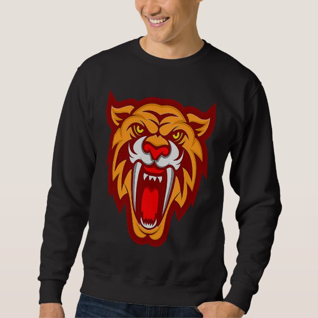 Tiger Cute Animal of Jungle Forest Tiger Graphic O Sweatshirt (Front)