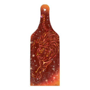 Tiger Cutting Board Running At Starry Night